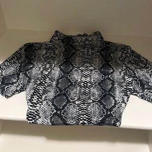 Snake skin high neck short sleeve body suit